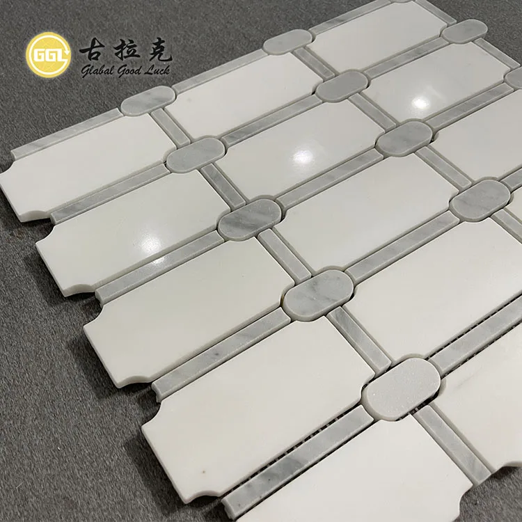 Contemporary Design Marble Mosaic Background White Marble Tile for Bathroom Kitchen supplier