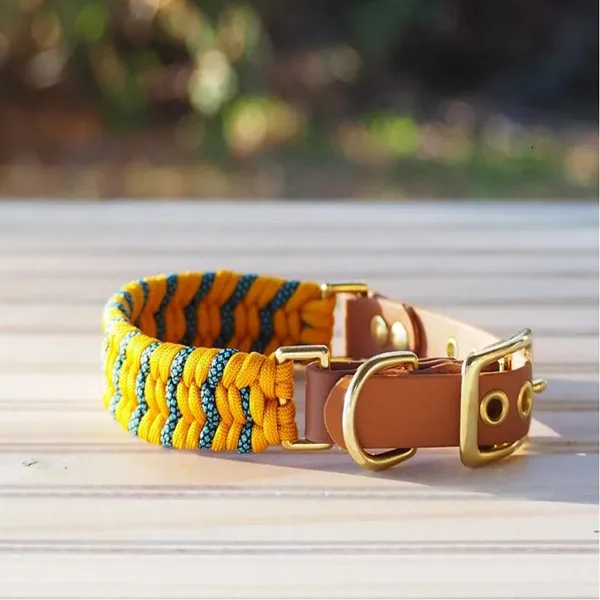 2022 Trending Products Dog Collar Bulk Best Fashion Barking Flat Nylon Yellow And Blue