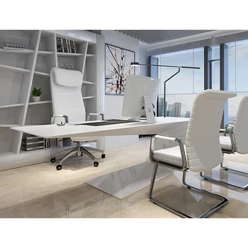 Simple Modern White Painted President General Manager Table Fashion Ceo Boss Executive Office Desk Panel for Selling