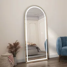 Factory Wholesale Arch Design Three Color Light LED Mirror Touch Screen Mirror Wall For Hallway Bedroom