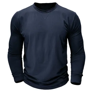 European American Plus Size Men's Autumn Winter T-Shirt 100% Cotton Long Sleeves Basic Neck Design for Amazon Foreign Trade Jers