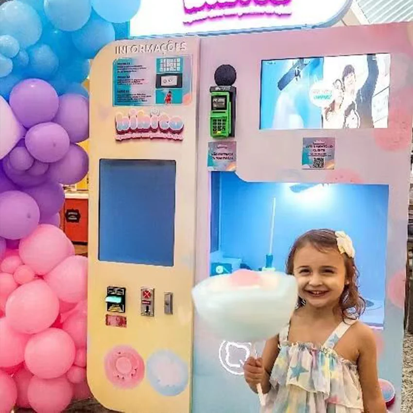 Cotton Candy Vending Machine 2023 Kommersieel ten volle outomatiese maak van Fairy Floss Flower Suiker