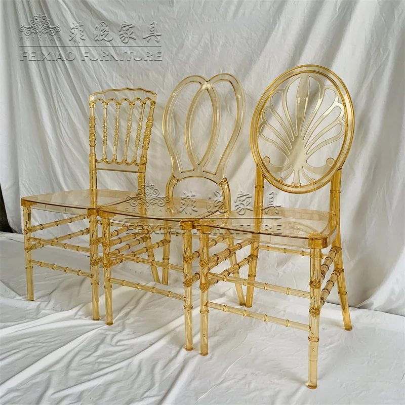Transparent Gold Resin Acrylic Stackable Phoenix Chair