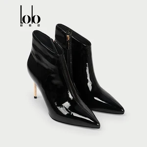 Autumn Female Ankle Boots Pointed Toe Breathable Genuine Leather Stylish Oxford Black Winter Design High Zip Height Increasing