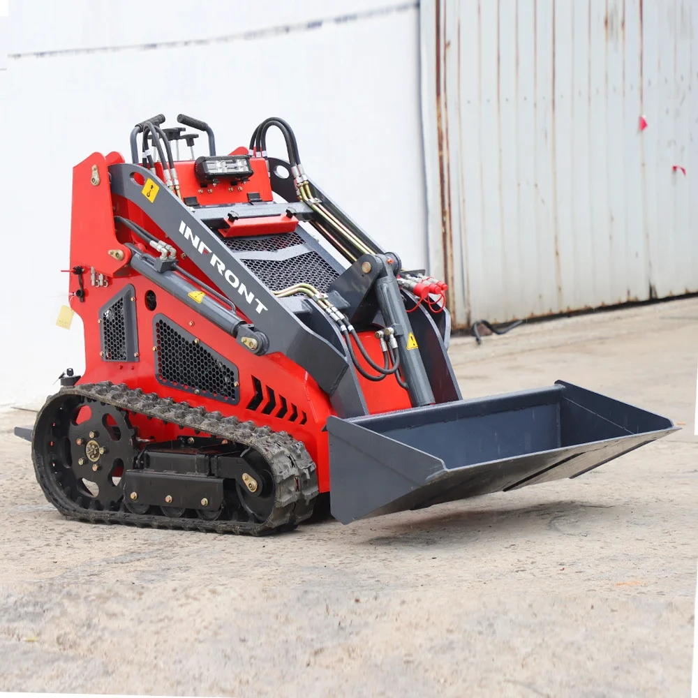 INFRONT Mini Skid Steer Loader Front Loader Track Mini Loader Snow Blower Hammer Blade