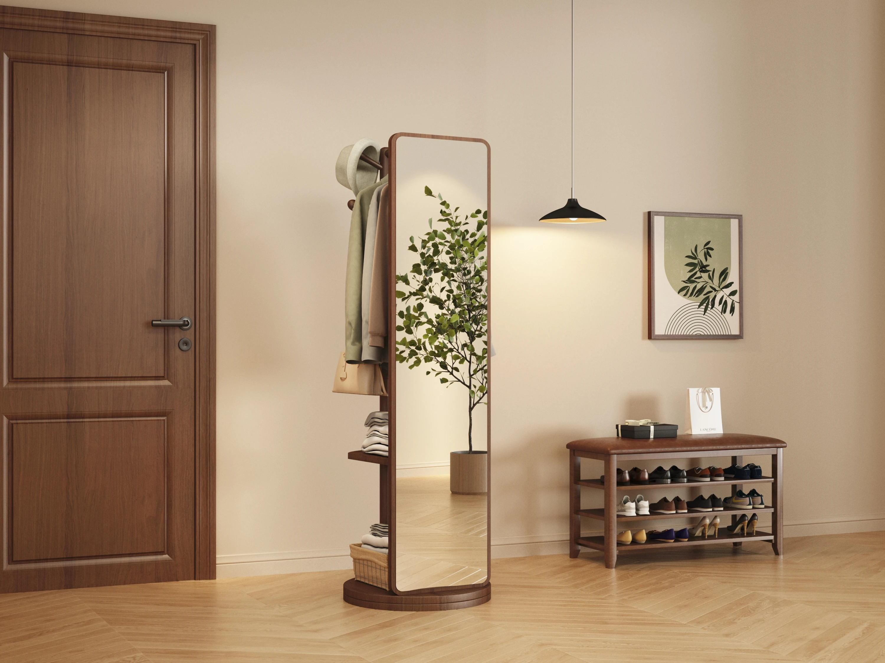 dresses stores near me Compact teak wood revolving mirror stylish sleek dressing table main image 1