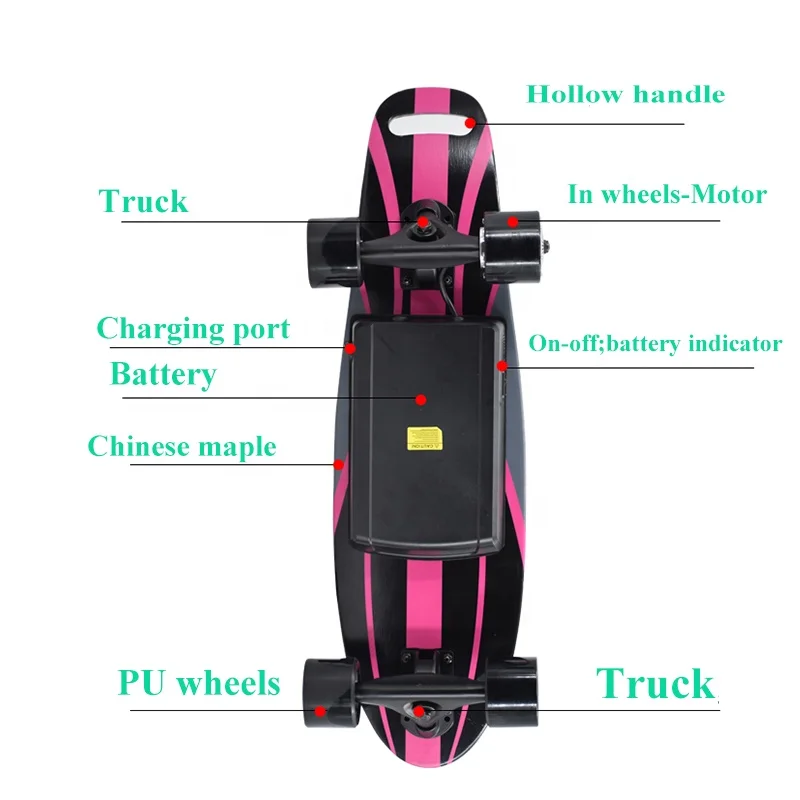 With CE Rohs Approved 4 Wheel Fish Board Electric Skateboard Top Speed  20km/h Electronic Monopatin Electrico Hub Motor 300W 24V
