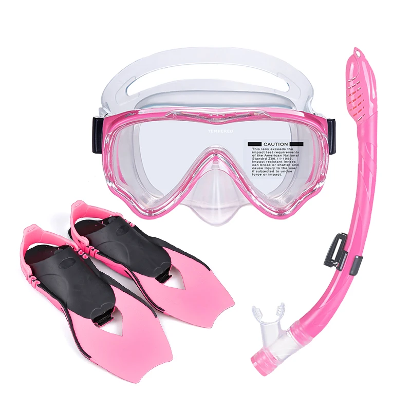 Högpris barn simfjädrar dykningssets hållbar häl simfjädrar dykmask fjädrar snorkel set