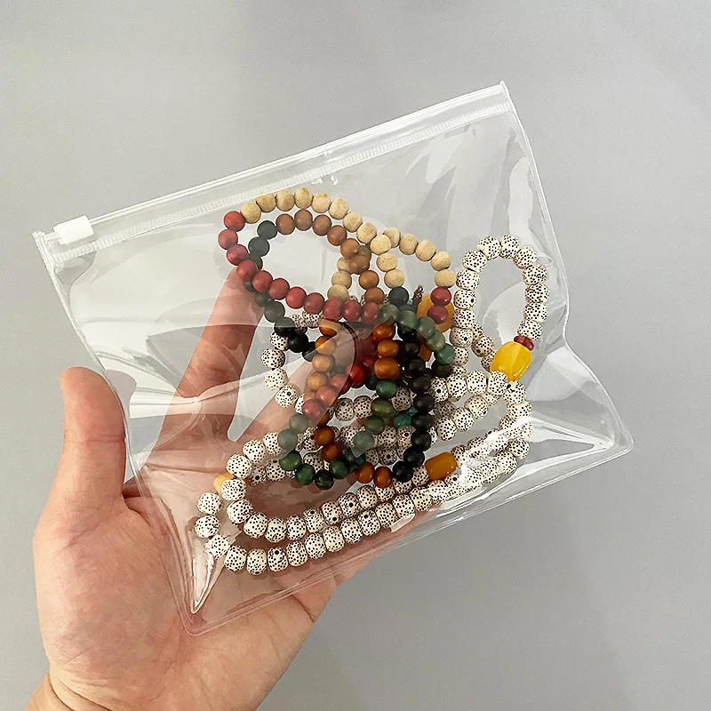Custom Small Jewelry Packaging Clear Zip Plastic Bag Matte Cute Zipper Bag For Earring Reusable Logo PVC Mini Ziplock Pouch Bag details