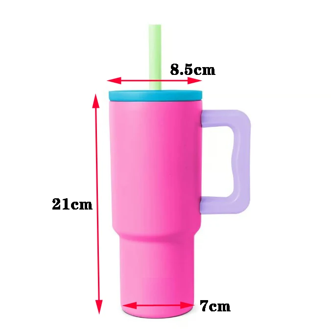 Us 24oz Stainless Steel Tumbler With Bpa Free Silicone Straw Travel Cup
