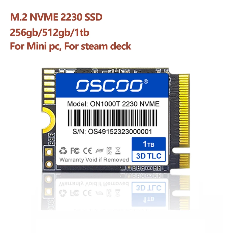 Oscoo Nvme Pcie M2 2230 SSD - 1TB for Mini PC Hard Drives