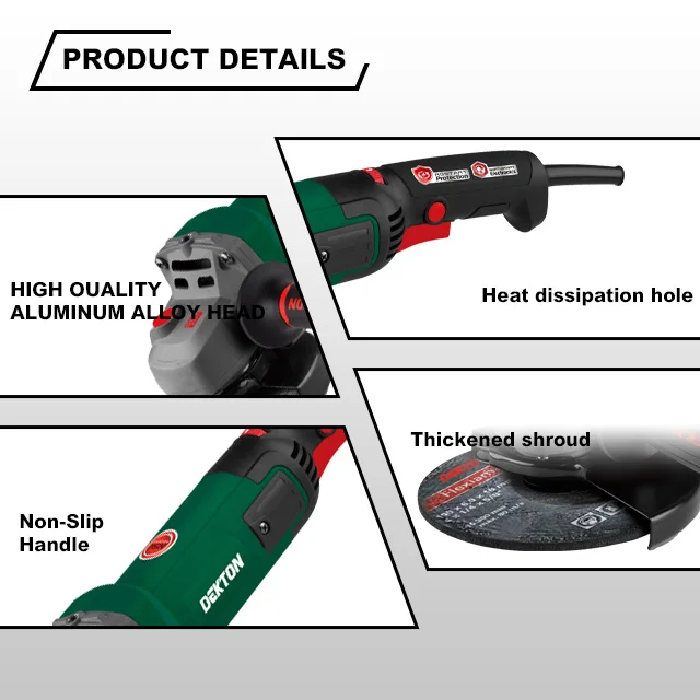 Dekton-S13302-01-115/125mm 1300W Professional Angle Grinder Machine-C&U(S&F) Bearings Inside. supplier