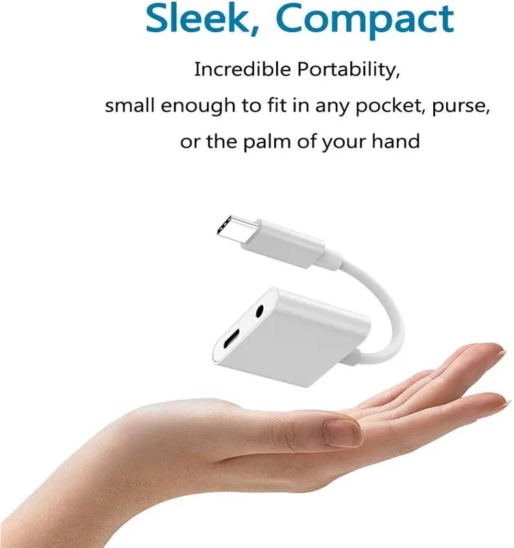 UNIEAN Wholesale 2 in 1 Splitter Headphones Jack Adapter USB Type C Adapter USB-C to 3.5mm Aux Audio and Charge