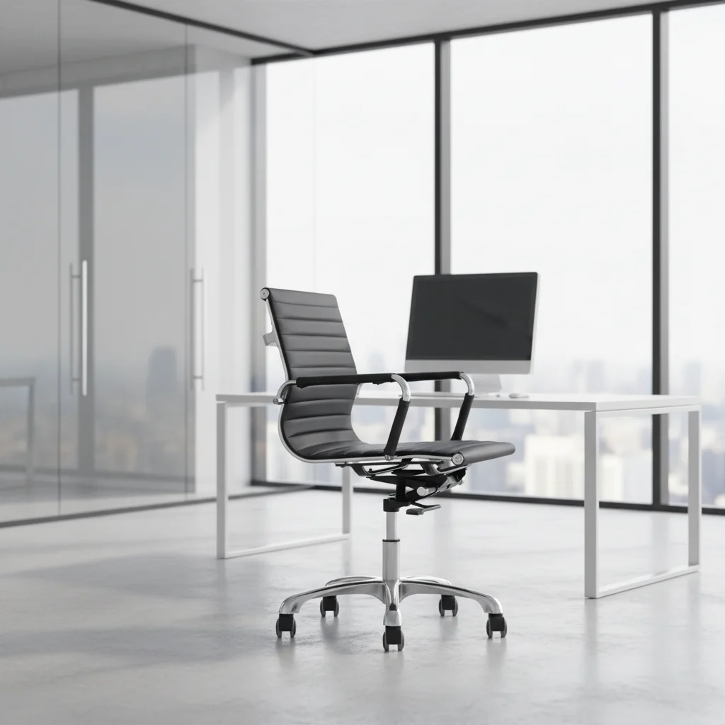 Ergonomic Leather Modern Executive Height Adjustable Aluminium Base Chair for Home Office 2
