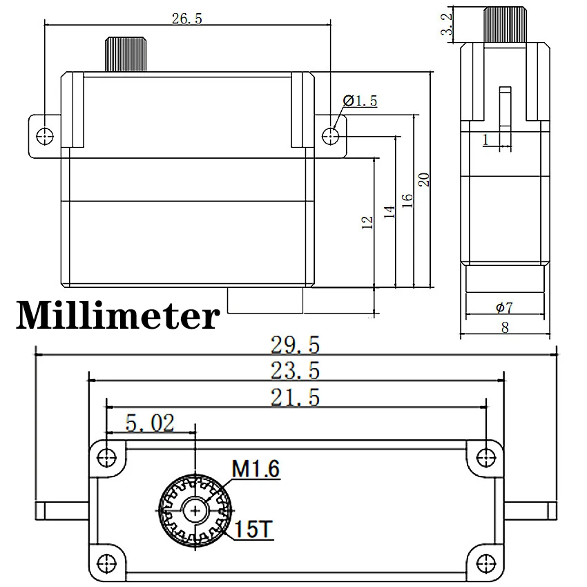 Gdw Ds1906a Ds1906b 3.2kg 8g 0.08sec High Speed Metal Gear Digital Mini