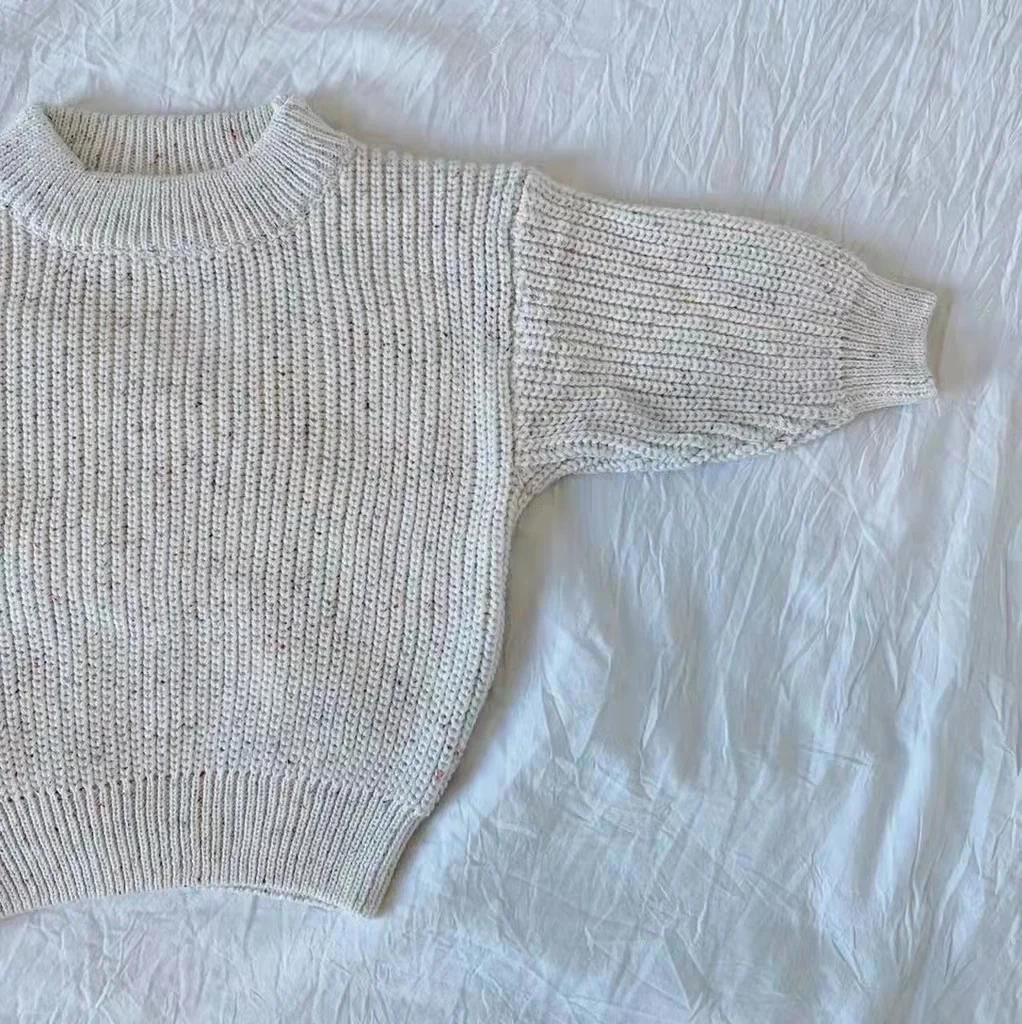 Модная зимняя одежда для маленьких девочек на заказ, Хлопковые вязаные свитера для новорожденных мальчиков и девочек