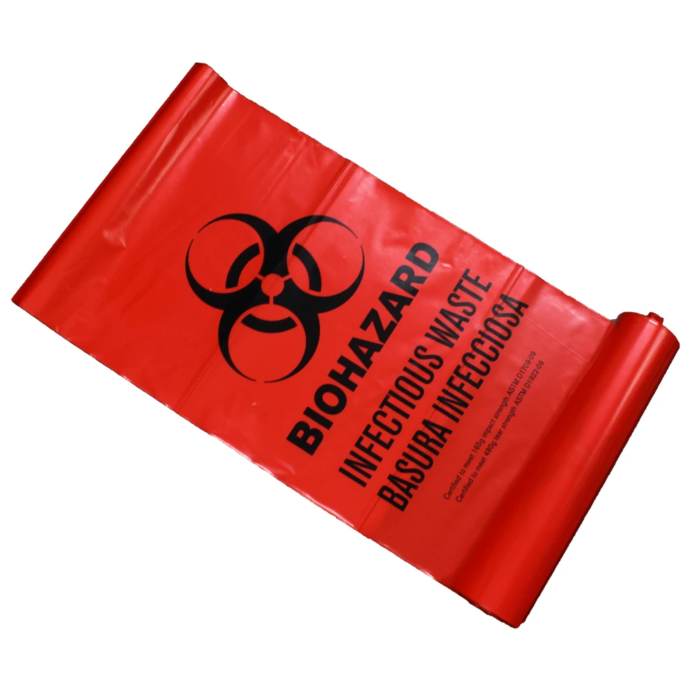HDPE Material Plastic Printed Yellow Biohazard Healthcare Liners