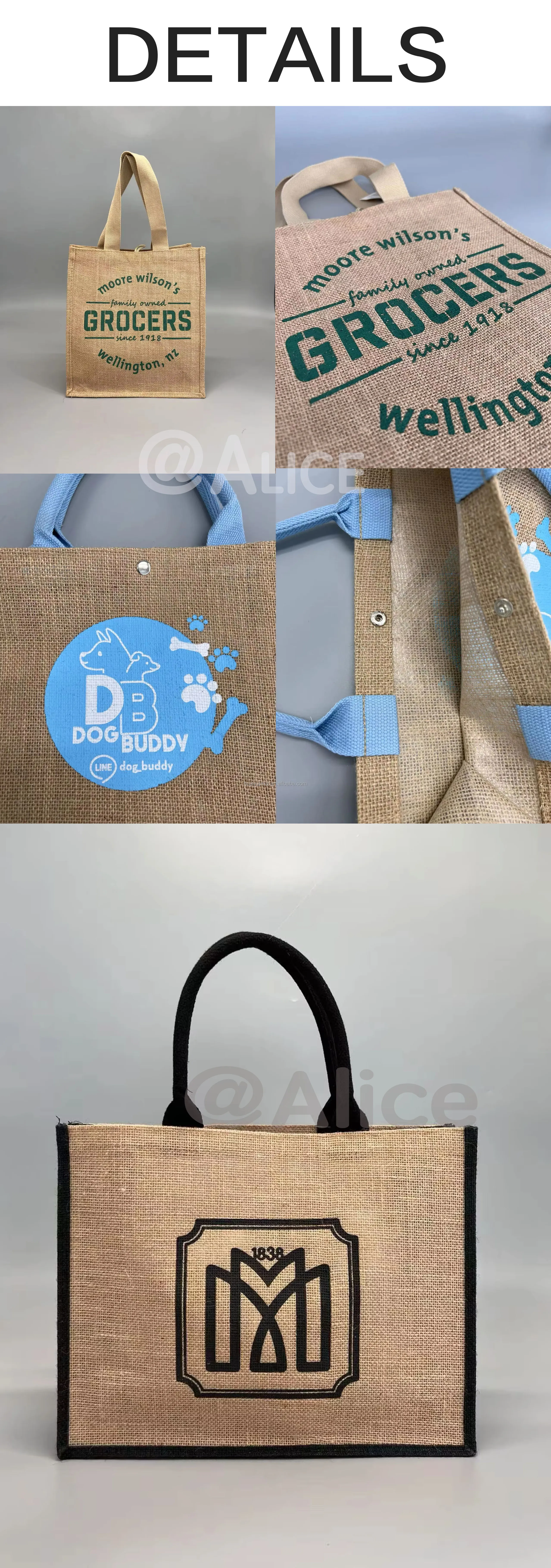 Wholesale Promotion Eco-Friendly Reusable Shopping Bags for Women Custom Burlap Jute with Logo Packing for Outdoor Use manufacture