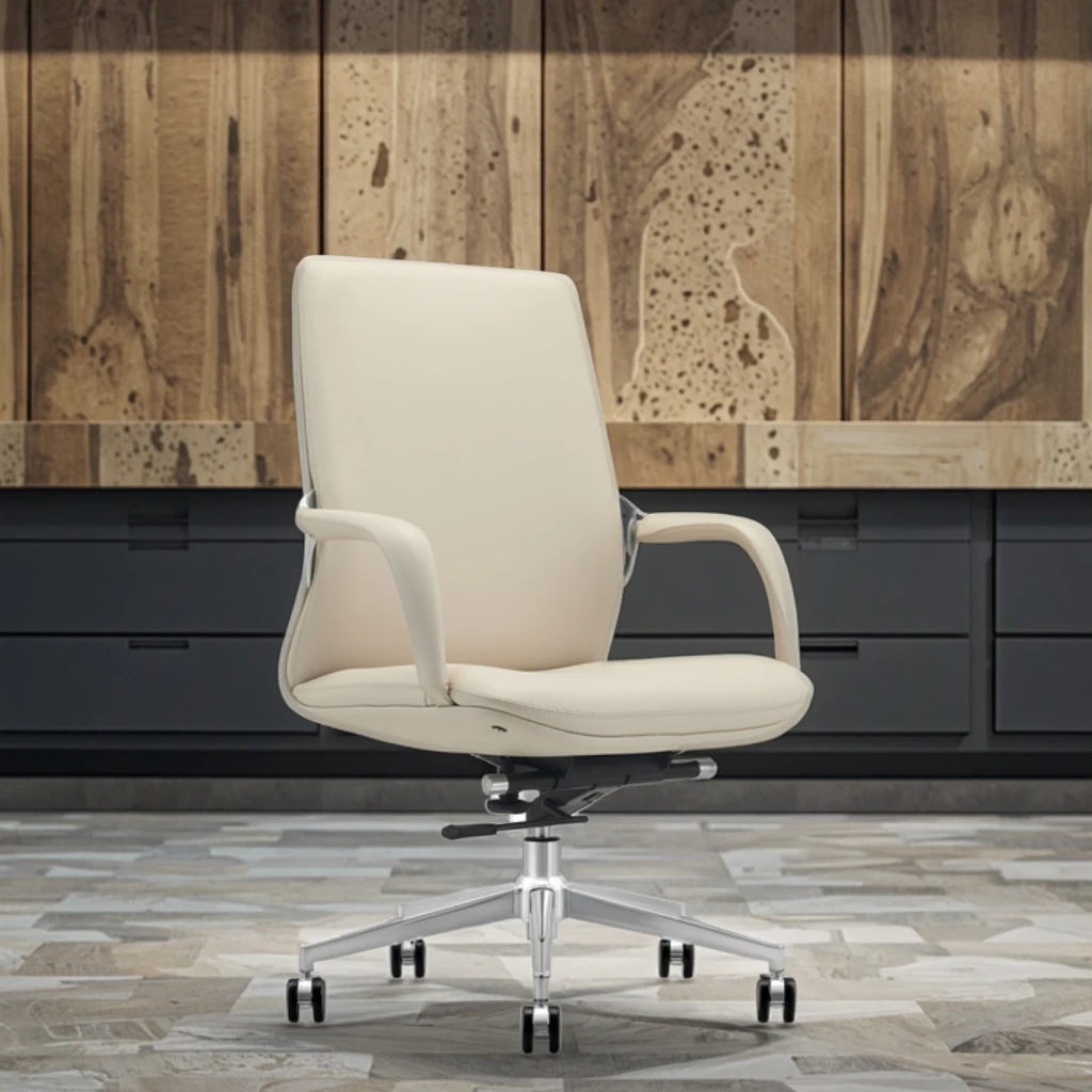 Contour Back Office Chair Waterfall Seat Edge Electroplated Base Contemporary Business Decor 5