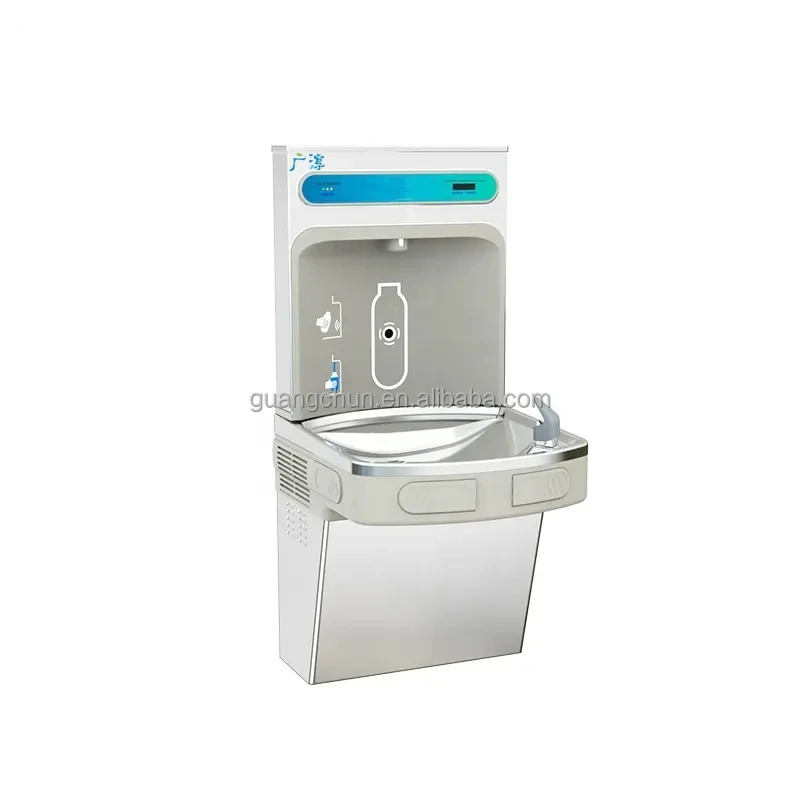Electric Stainless Steel #304 Compressor Cooling Cold Water Dispenser Wall-Mounted Stand Bottle Filling Station Office Outdoor