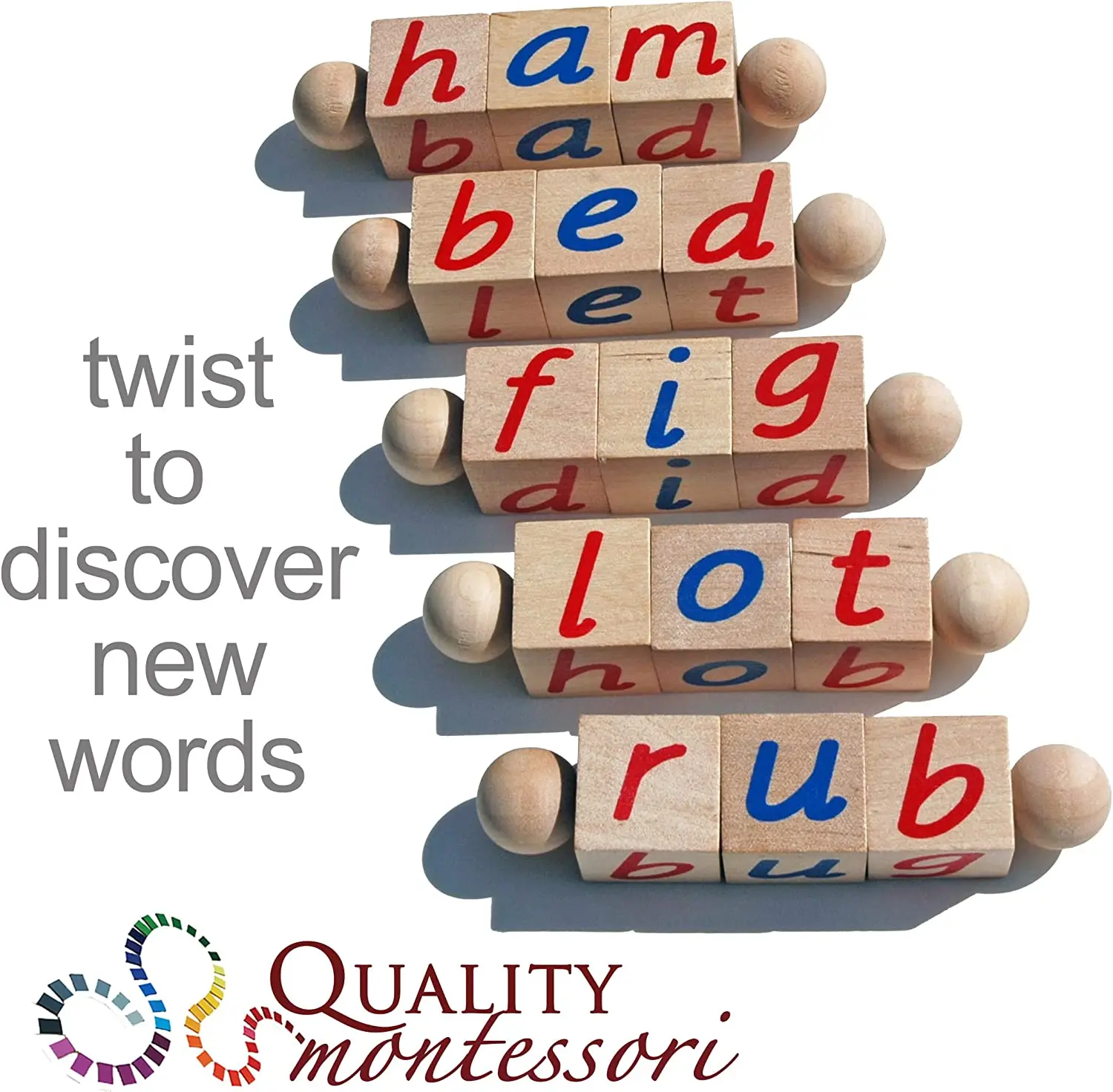 Montessori Phonetic Reading Blocks Learn to Read Phonics Educational Toy  for the Beginning Reader Preschool 3-6 Years