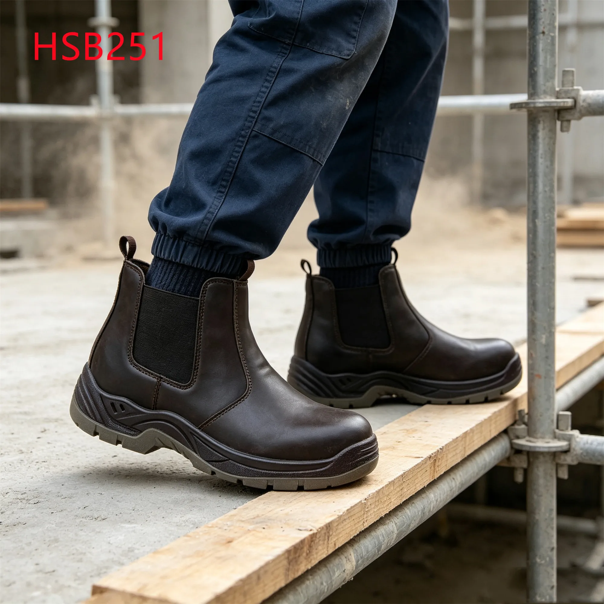 LXG,Stamping Workshop Pull-on Style Blackish Brown Safety Boots Heavy-duty Work S3 Standard Hua Singh Chelsea Labor Shoes HSB251