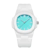 White strap light green dial