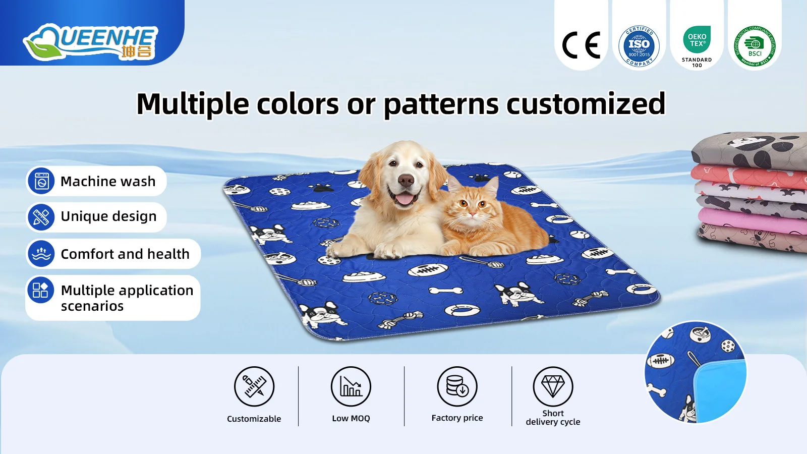Wholesale Waterproof Cloth Non-Slip Customizable Fashion Pet Pads for - product detail 1