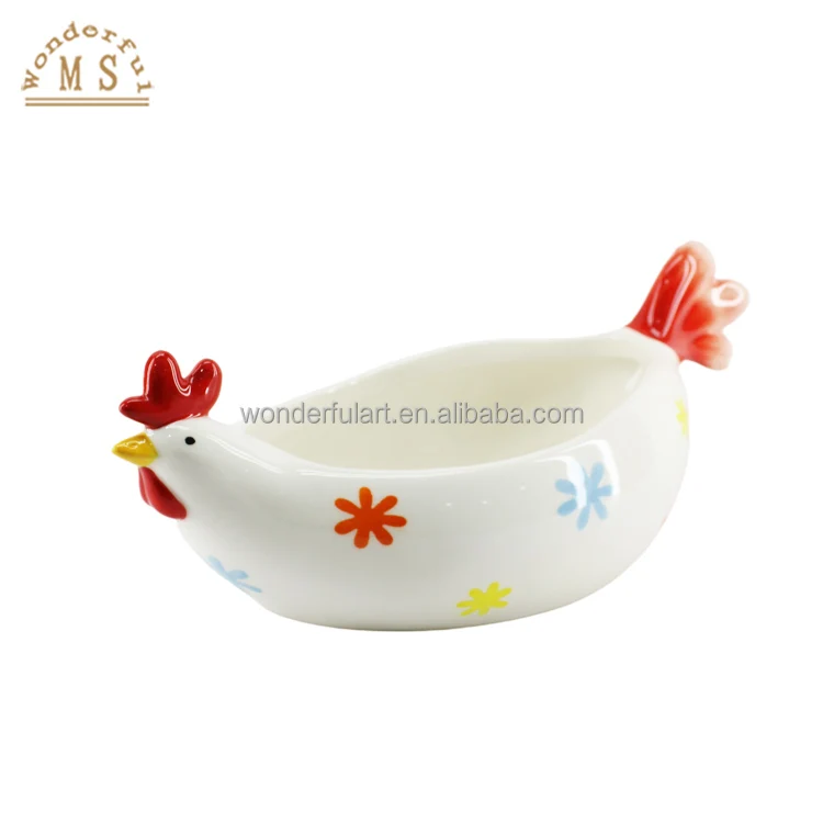 Oem Ceramic Flower Cock Mug Kitchenware Porcelain Blossom Chicken bowls Dinnerware for Easter Day