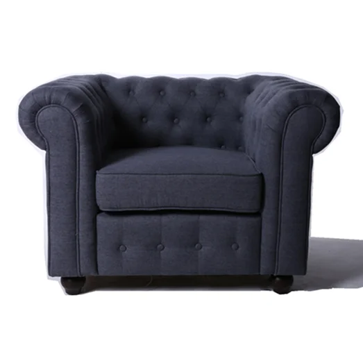 Modern Famous Chesterfield Armchair Grey Premium Seats Home Furniture Fabric Velvet Sofa Chair  accent chair