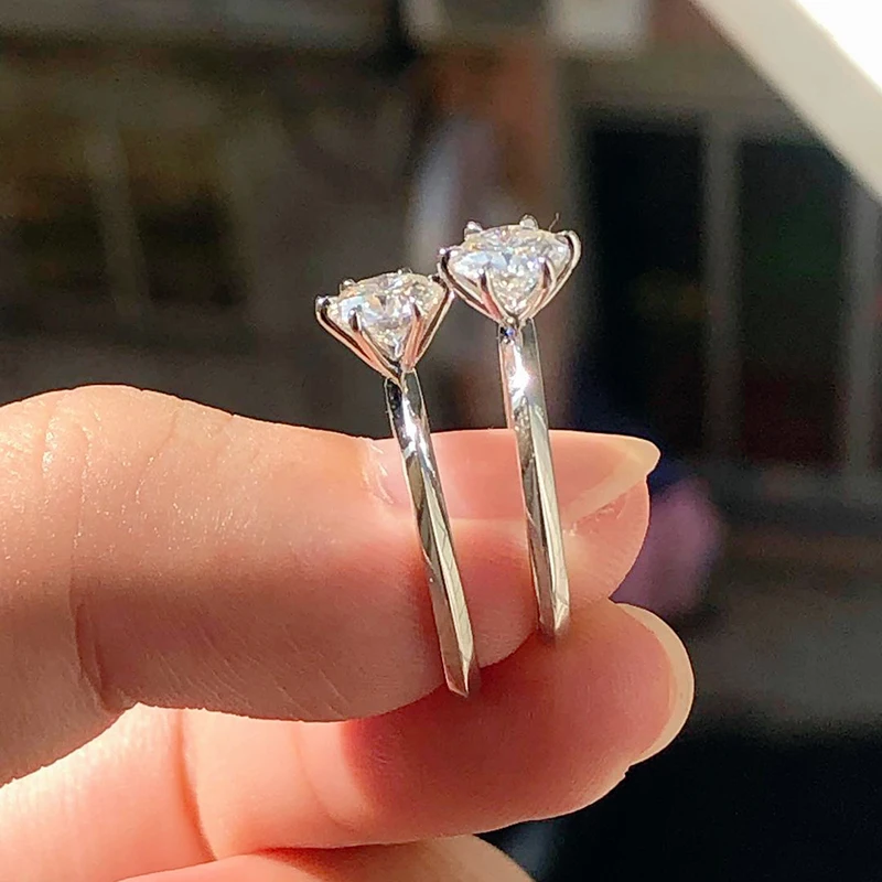 Bague De Fiançailles/mariage USTAR - 1 Carat Zirconium, Griffe à 6 Griffes, Argentée, Taille 7