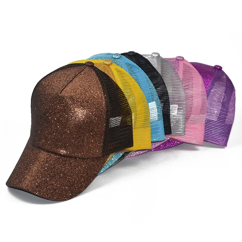 Ponytail Baseball Cap Glitter Mesh Cap 