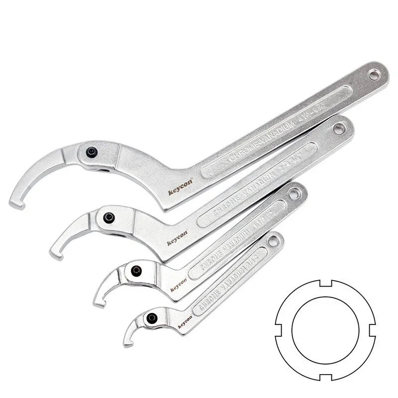 四旬期扳手钩头圆螺母可调水表覆盖半圆多功能钩形扳手工具