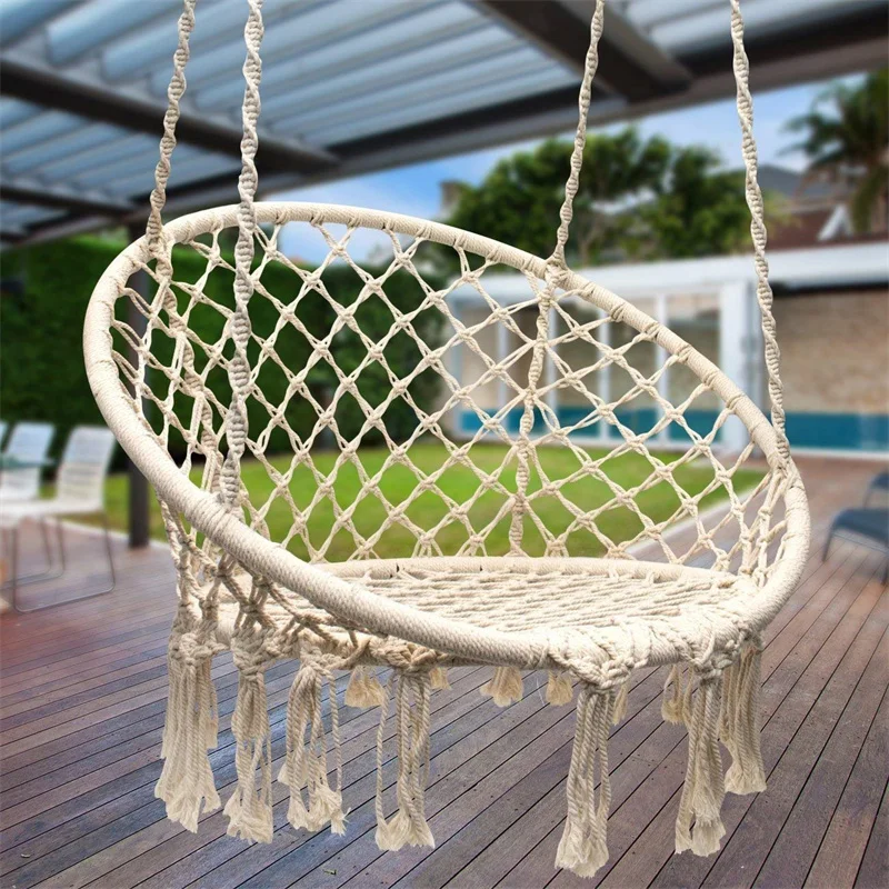 Cotton Rope Hammock Chair Knitted Swing Bed Swinging Hanging