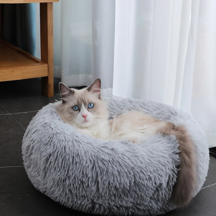 Plush Cama Para Perro Round Customized Human Luxury Large Pet Cat Donut ...