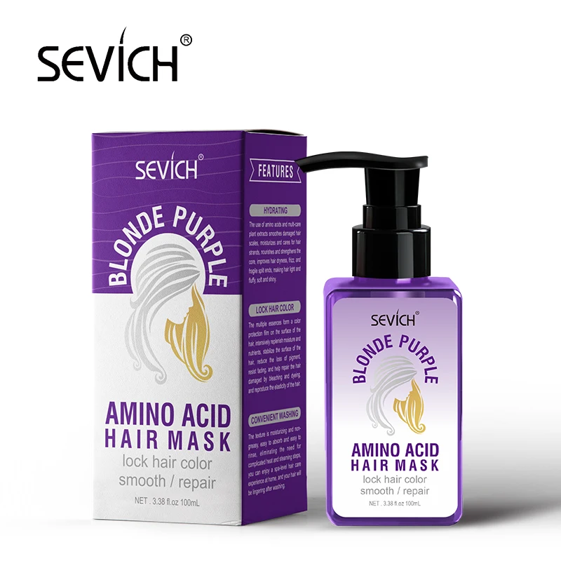 Собственная Марка, фиолетовая аминокислотная маска для волос, избавляет от желтых оттенков, улучшает качество волос, глубокий Кондиционер