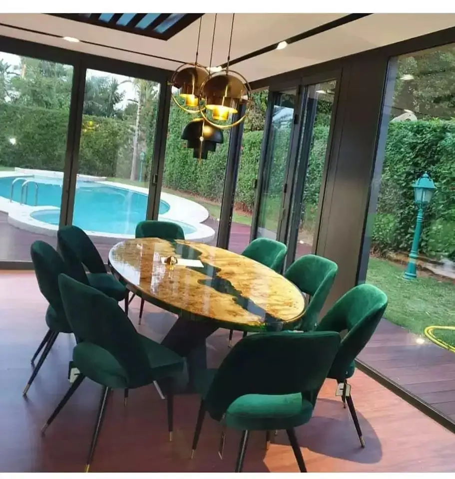 Classic Wooden Slab Customization Table Top Beryl Resin River Dining Table clear Epoxy Resin Table Top
