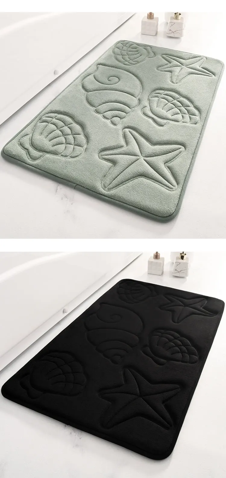 40*60cm 50*80cm 2024 Embossed Bath Mat Non-Slip Soft Comfortable Machine Washable Memory Foam Bath Mat for Bathroom Shower manufacture