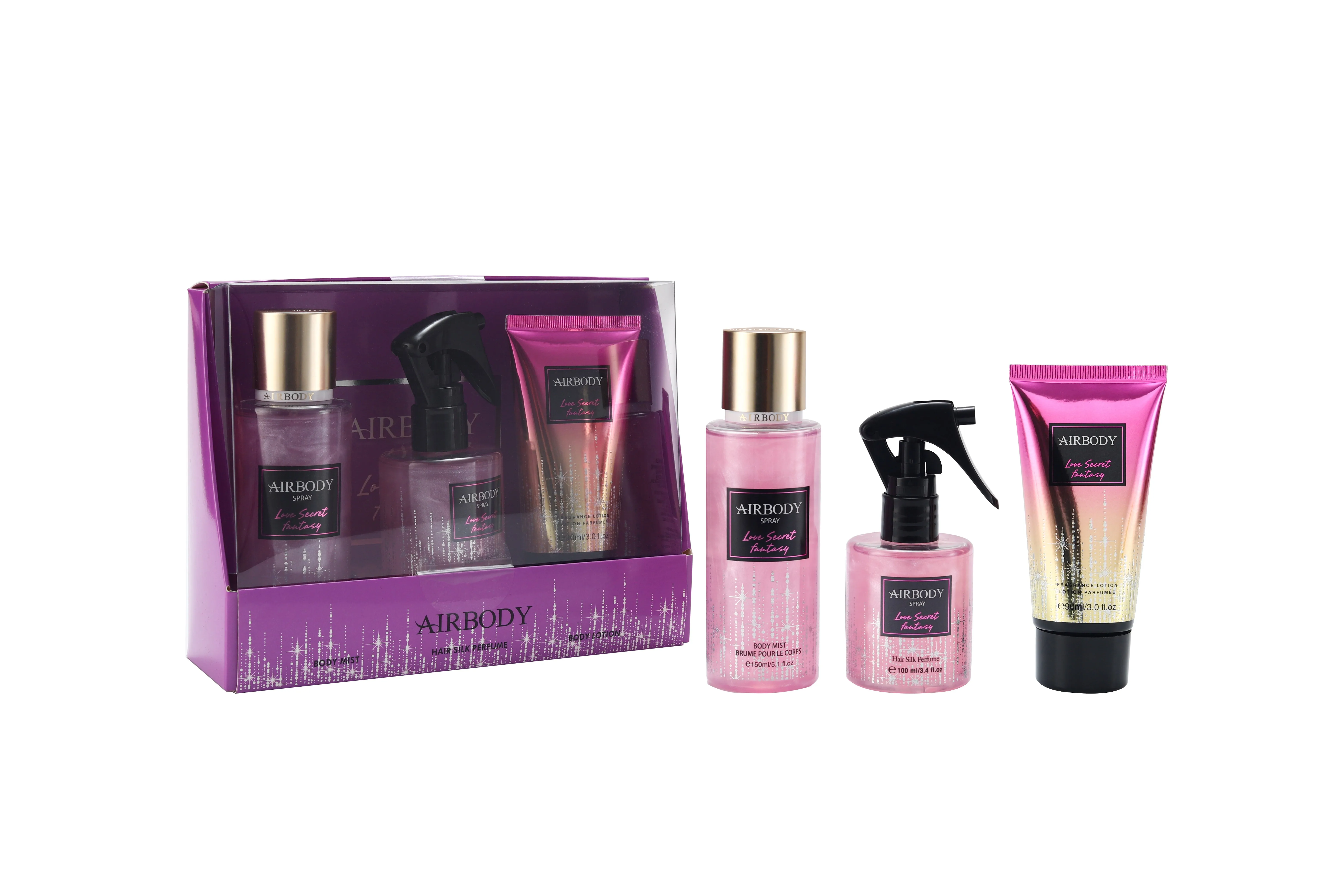 Luxury Charm Perfume Gift Set 3 Pcs Perfume Gift Set With Body Mist And