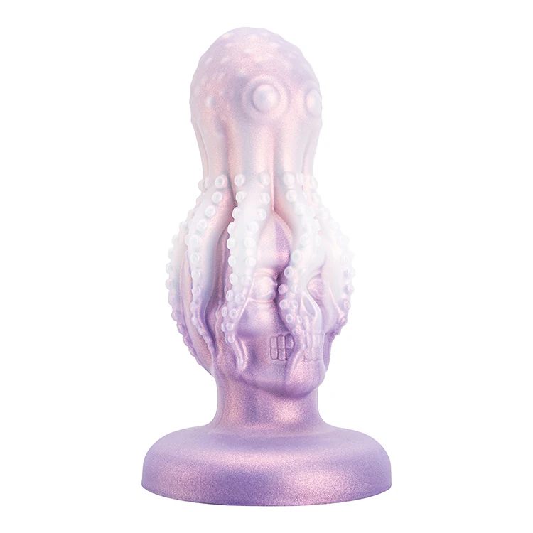 Purple Gradient Octopus Plug Shape Liquid Silicone Dildos for Women Soft Luminous Mixed Colors Colourful Glowing Vibrator