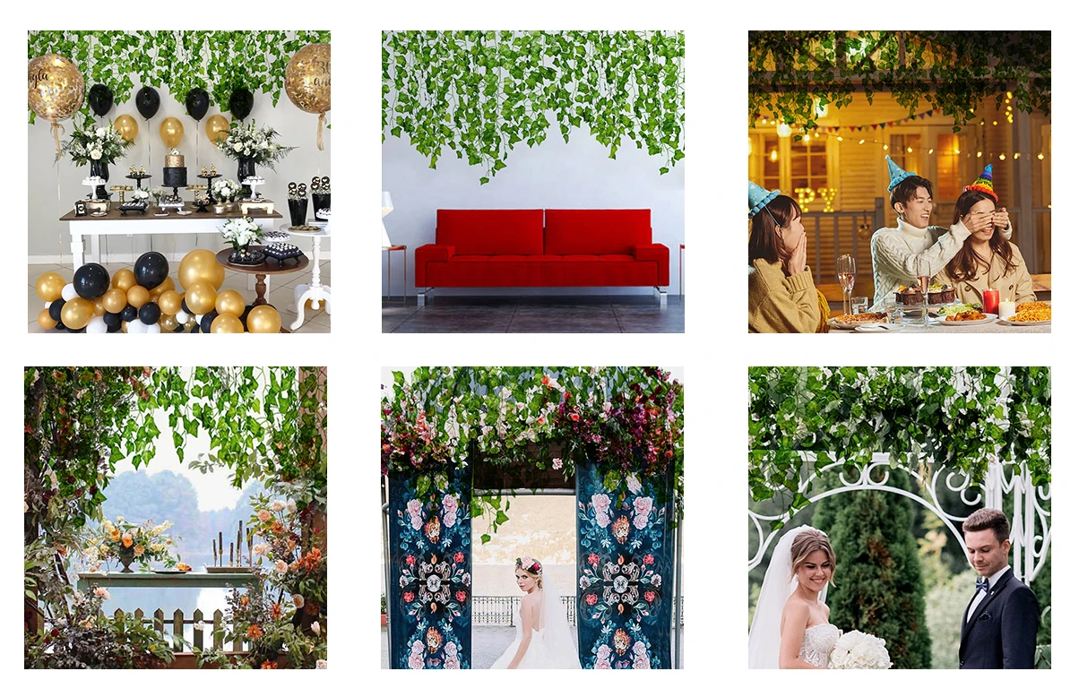 12 Pack 84ft Fake Plastic Ivy Leaves Hanging Plant Artificial Ivy Vines