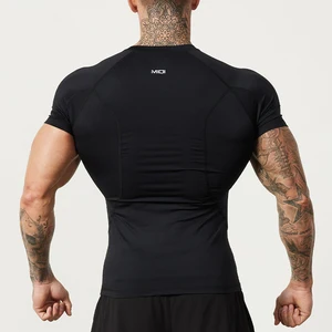 MIQI Quick Dry Breathable Solid Jersey Fitness Top Men Soft T-shirts Compressed Spandex/Cotton Gym Short Sleeve Shirt