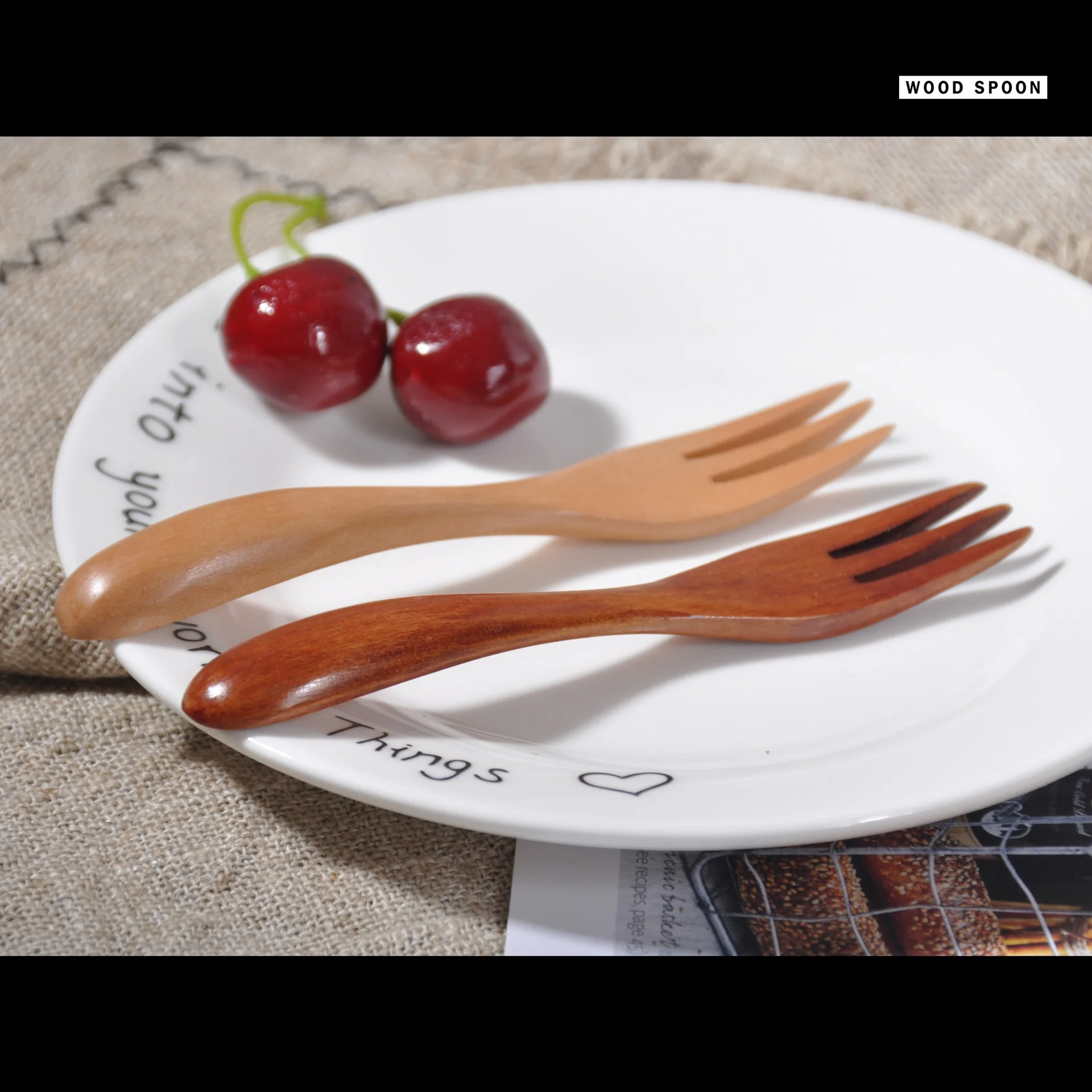 Креативная деревянная вилка в японском стиле для кухонной утвари