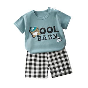 Casual Outfit Round Neck T-shirt Shorts Summer Kids Clothes Boys Clothing Sets