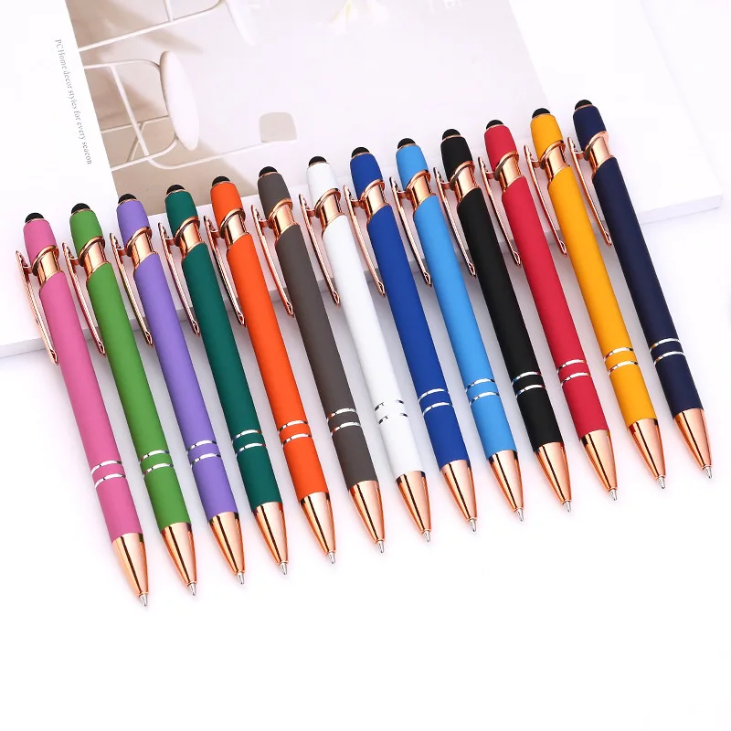 OEM&ODM Rubber Coated Rose Gold Ballpen Wholesale 2 in 1 Stylus Cheap