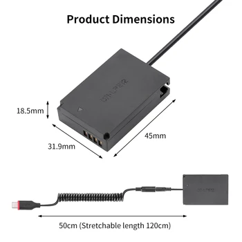 KingMa USB-C Power Adapter DC Coupler Dummy Battery LP-E12 for Canon EOS M M2 M10 M50 M100 100D Cameras detail image