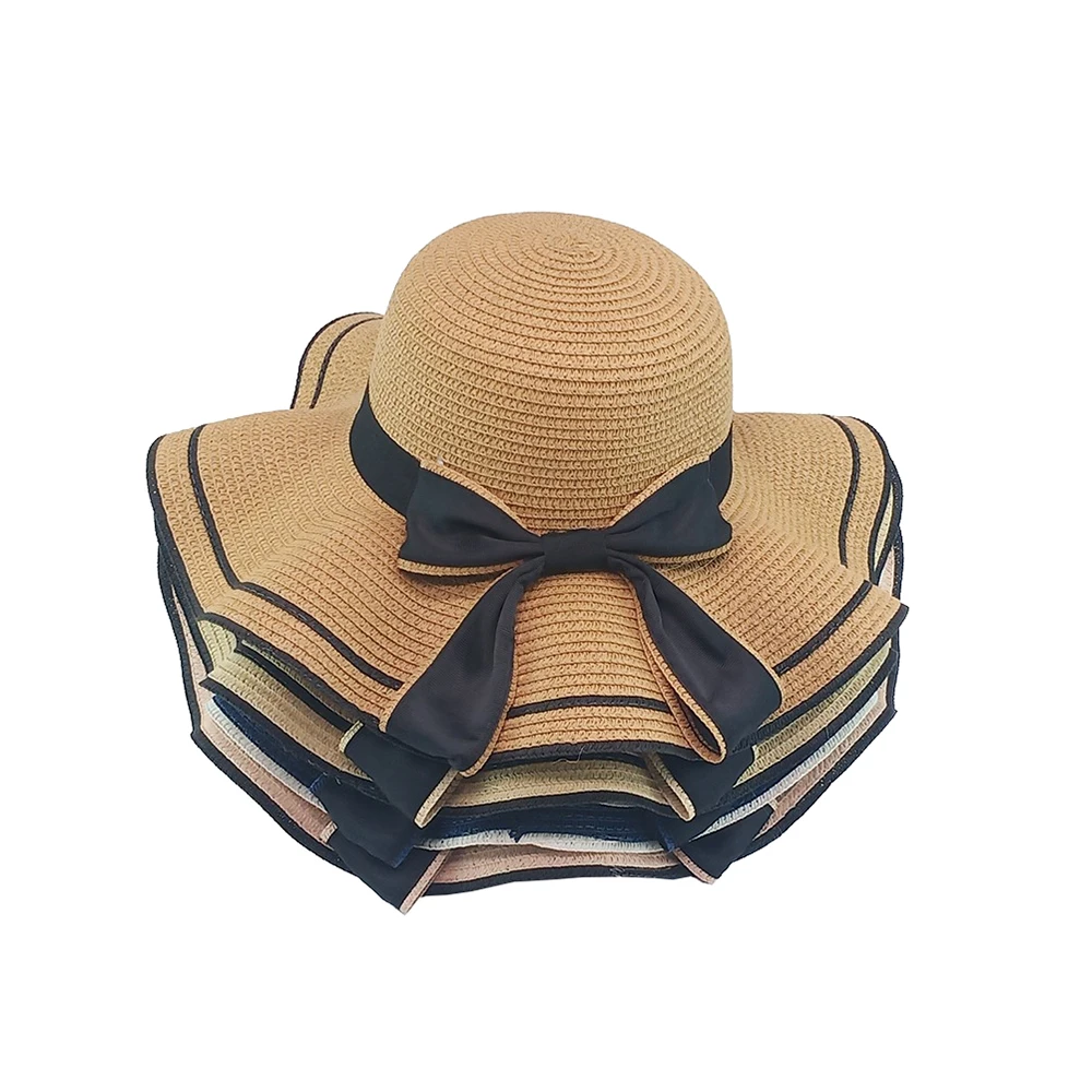 Wide Brim Straw Floppy Hat Summer Sun 