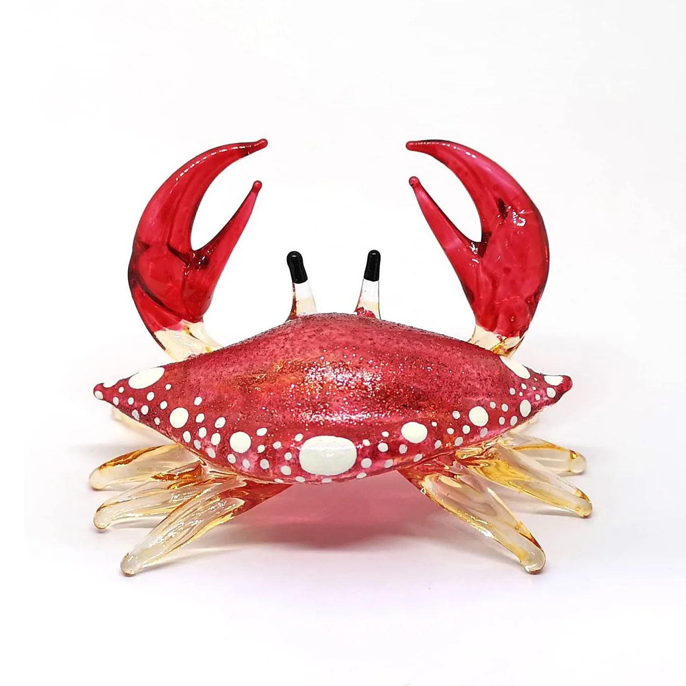 Blown Glass Animal Red Crab Art Decor Handmade Figurine Gift Collectible 
