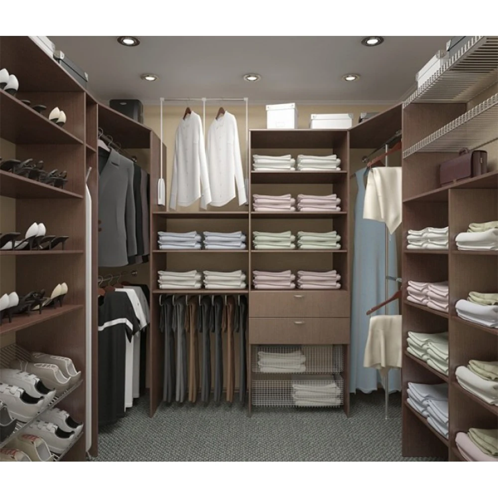 Customized Country Style Closet Shelf System Clothes Closet Design