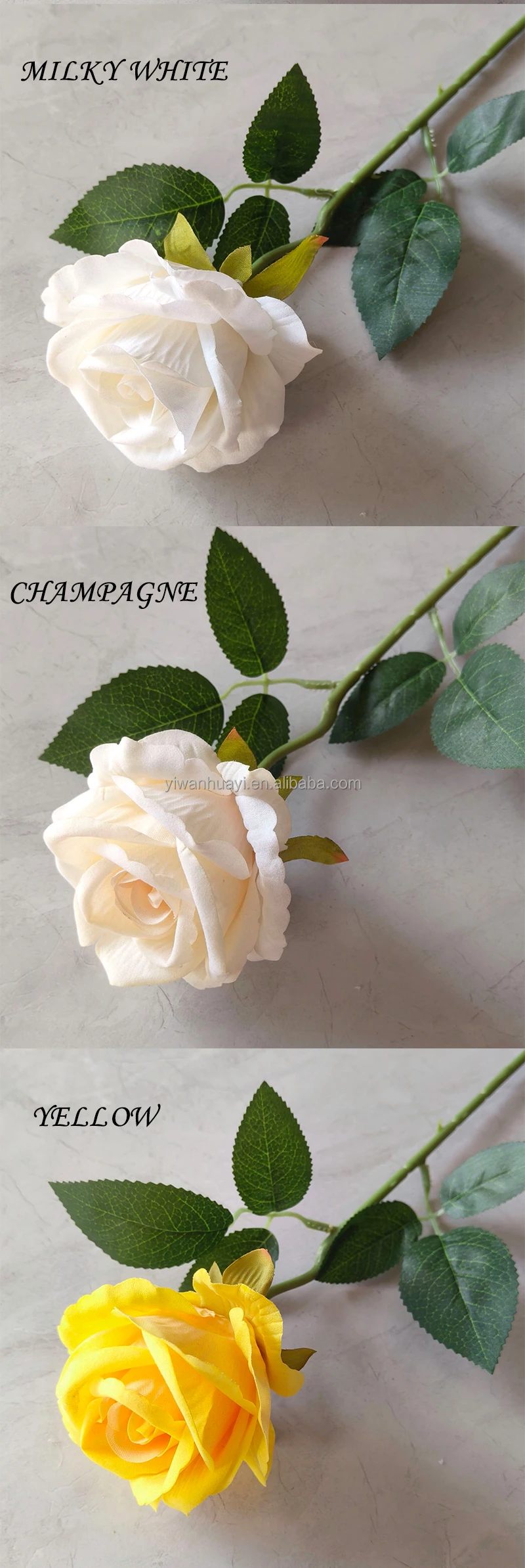Yiwan Amazon Single Stem Artificial Silk Velvet Diamond Roses Cheap